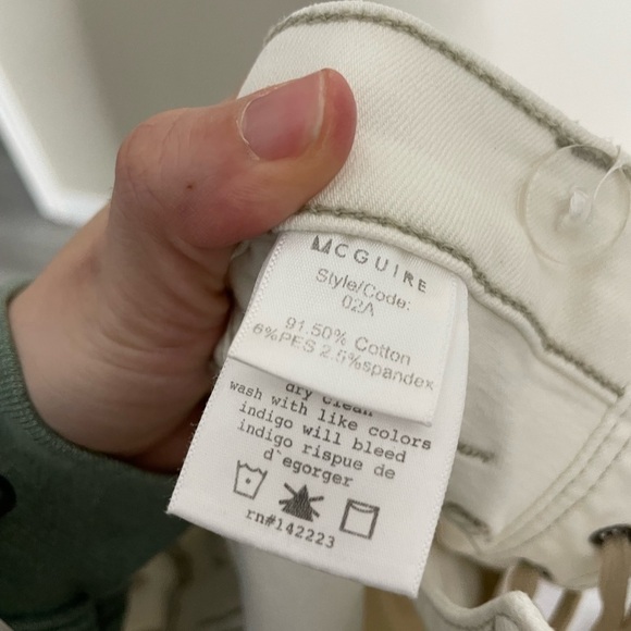 McGuire White Lace Up Jeans 24 Slightly Distressed - Picture 6 of 7